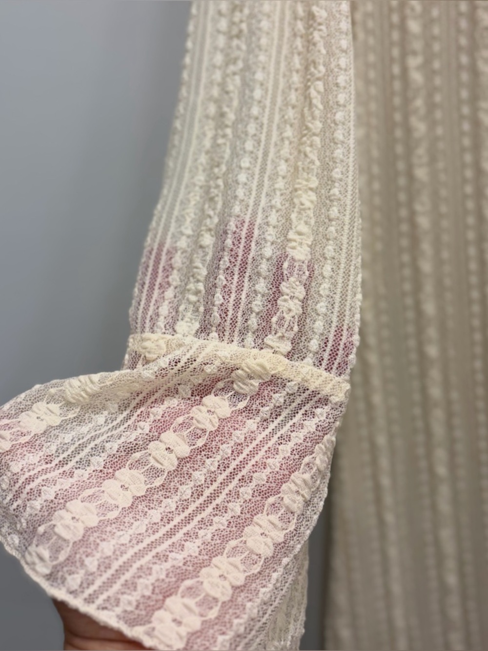 Cottagecore Sheer Lace Long Robe Ruffle Trim Romantic Coquette M Boho Fairy M - Picture 4 of 6